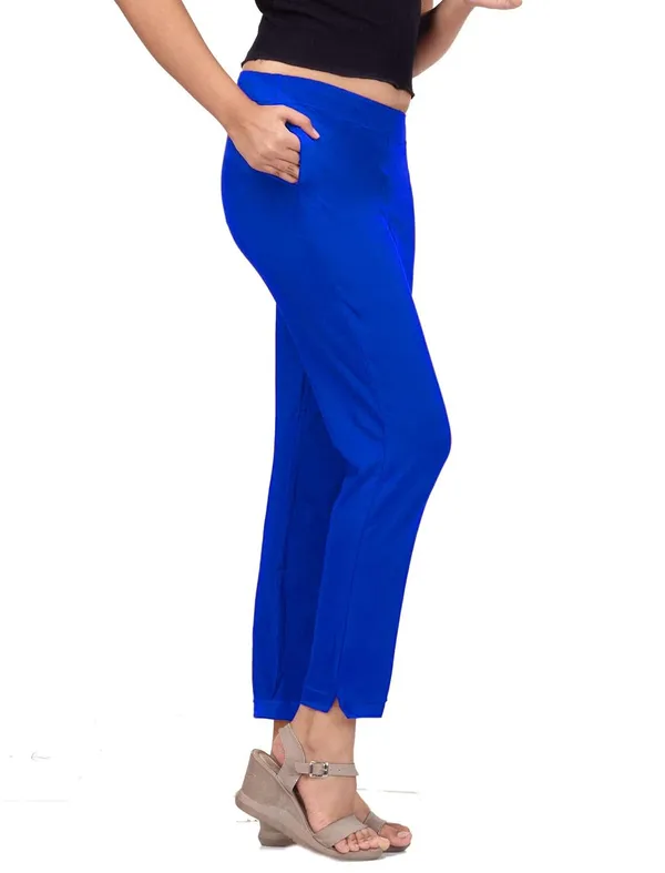 Royal_Blue_Cotton_Lycra_4_Way_Stretchable_Kurti_Pant_(__Pant/Pencil_Pant)_For_Women_With_Side_Pocket