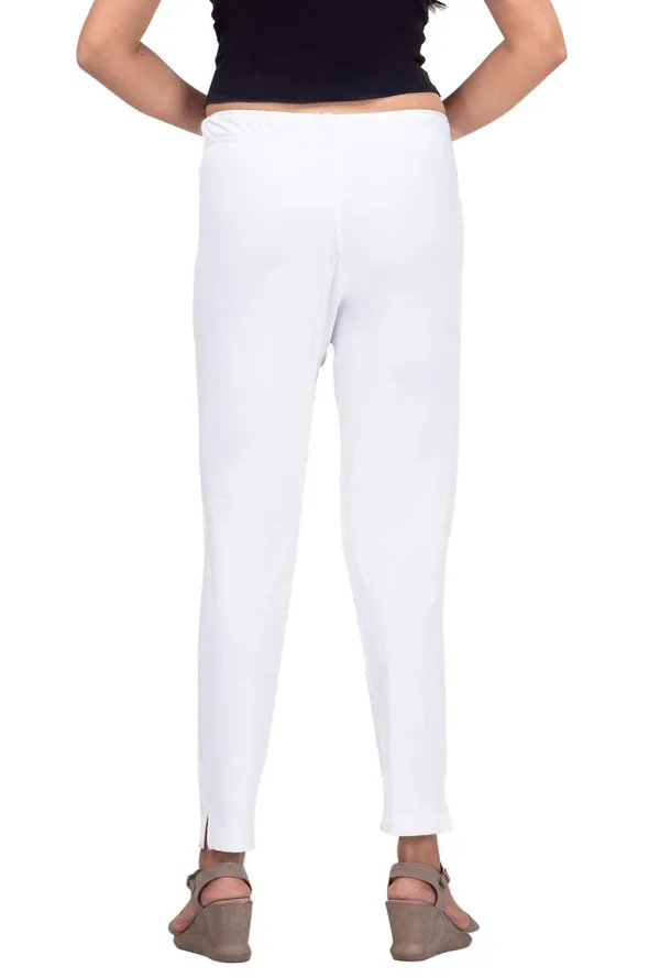 White_Cotton_Lycra_4_Way_Stretchable_Kurti_Pant_(__Pant/Pencil_Pant)_For_Women_With_Side_Pocket