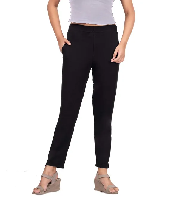 Black_Cotton_Lycra_4_Way_Stretchable_Kurti_Pant_(__Pant/Pencil_Pant)_For_Women_With_Side_Pocket