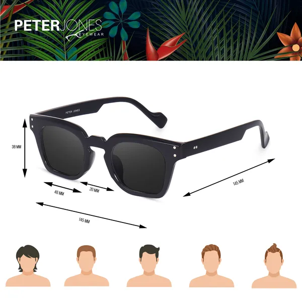 Peter_Jones_Black_Square_UV_Protected_Wide_Frame_Sunglasses_(5668B)_-_For_Unisex