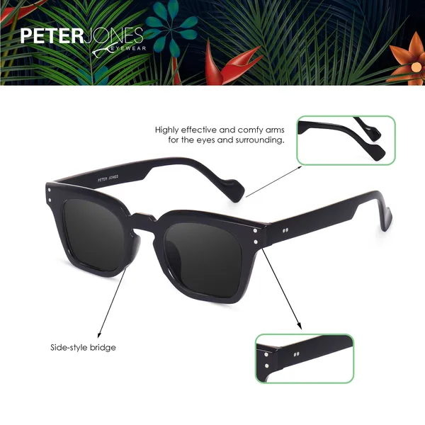 Peter_Jones_Black_Square_UV_Protected_Wide_Frame_Sunglasses_(5668B)_-_For_Unisex