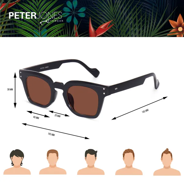 Peter_Jones_Black_Square_UV_Protected_Wide_Frame_Sunglasses_(5668TB)_-_For_Unisex