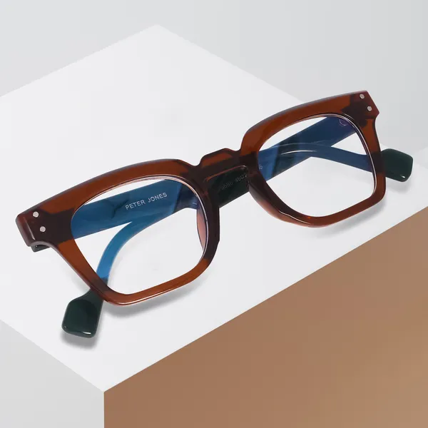 Peter_Jones_Brown/Green_Square_Medium_Blue_Light_Blocking_Computer/Gaming_Glasses_(5668FBGR)_-_For_Unisex