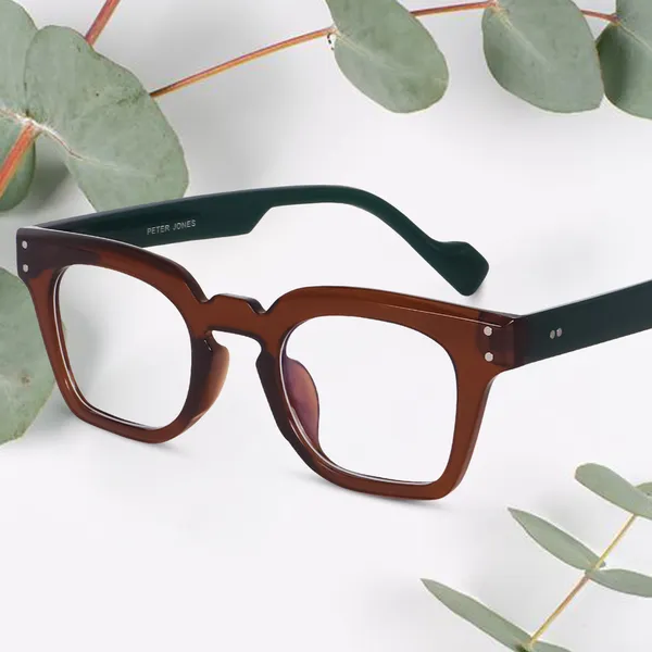 Peter_Jones_Brown/Green_Square_Medium_Blue_Light_Blocking_Computer/Gaming_Glasses_(5668FBGR)_-_For_Unisex