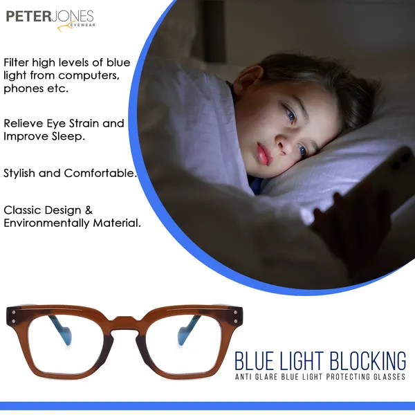 Peter_Jones_Brown/Green_Square_Medium_Blue_Light_Blocking_Computer/Gaming_Glasses_(5668FBGR)_-_For_Unisex