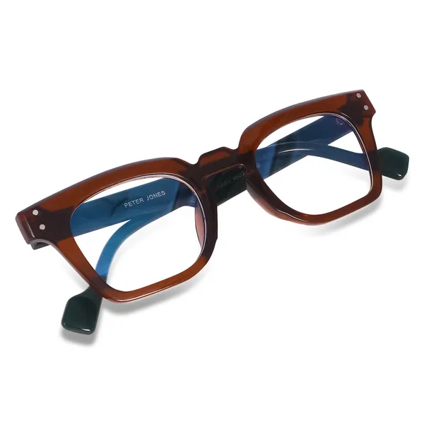Peter_Jones_Brown/Green_Square_Medium_Blue_Light_Blocking_Computer/Gaming_Glasses_(5668FBGR)_-_For_Unisex