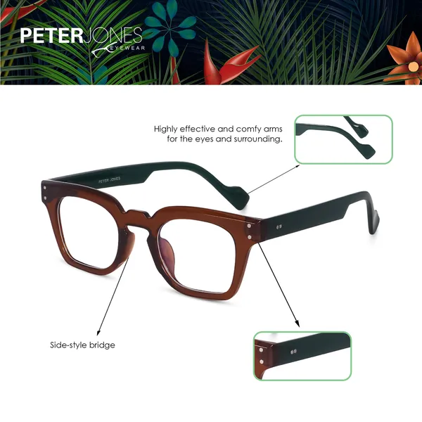 Peter_Jones_Brown/Green_Square_Medium_Blue_Light_Blocking_Computer/Gaming_Glasses_(5668FBGR)_-_For_Unisex