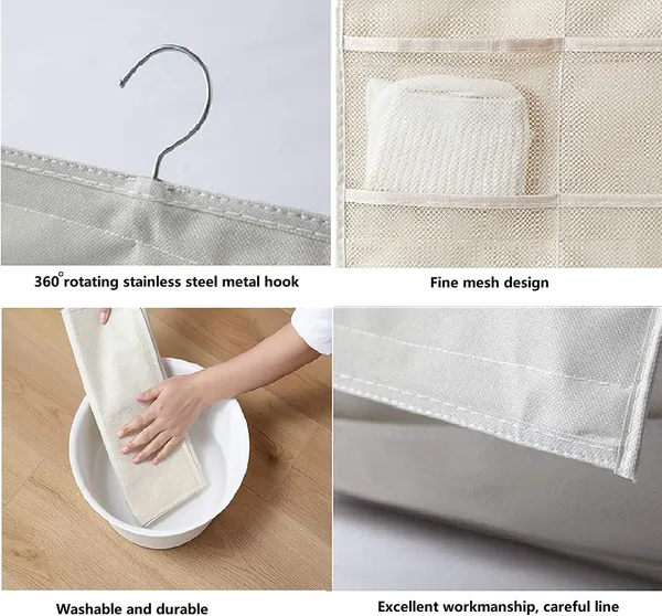 Beige_30_Pocket_Hanging_Socks_Organizer_For_Clothes_(70_X_40_Cm)