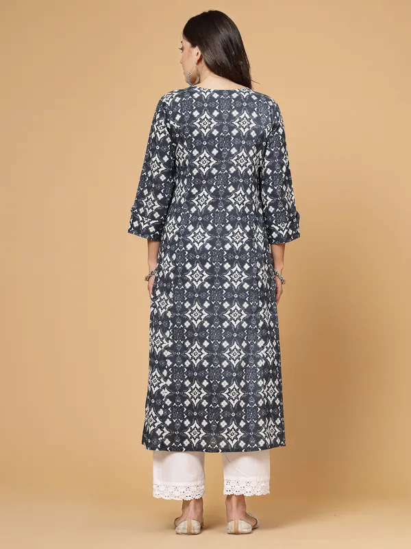 Navy_Blue_Pure_Cotton_Printed_A-line_Regular_Kurta