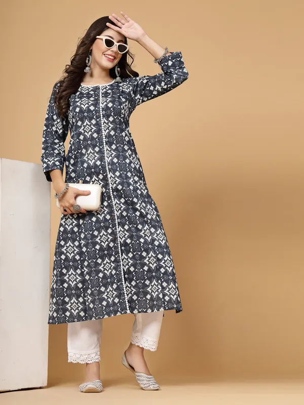 Navy_Blue_Pure_Cotton_Printed_A-line_Regular_Kurta