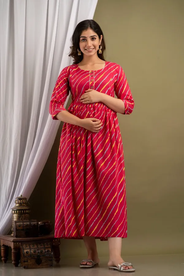 Pidu__lahriya__Cotton_Printed_Maternity_And_Feeding_Kurti_Combo_Of_2