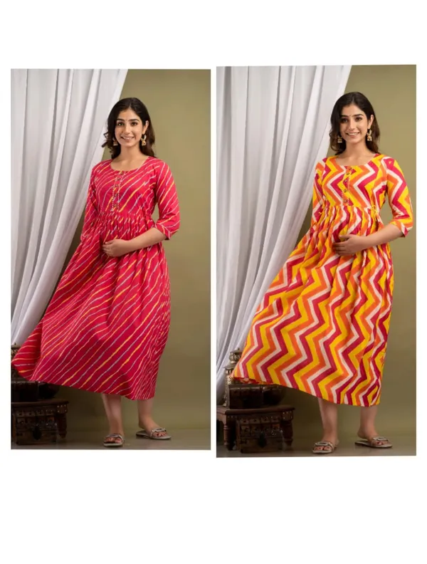 Pidu__lahriya__Cotton_Printed_Maternity_And_Feeding_Kurti_Combo_Of_2