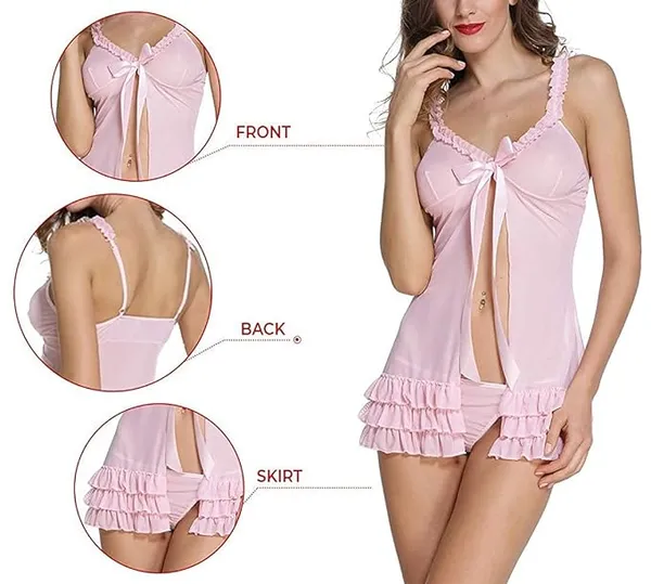 Pink_Regular_Solid_Baby_Doll_Lingerie_Set_|_For_Women