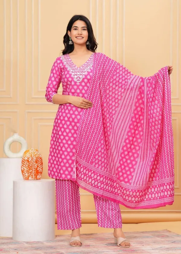Pink_Cotton_Kurta_Pant_And_Dupatta_Set_For_Women