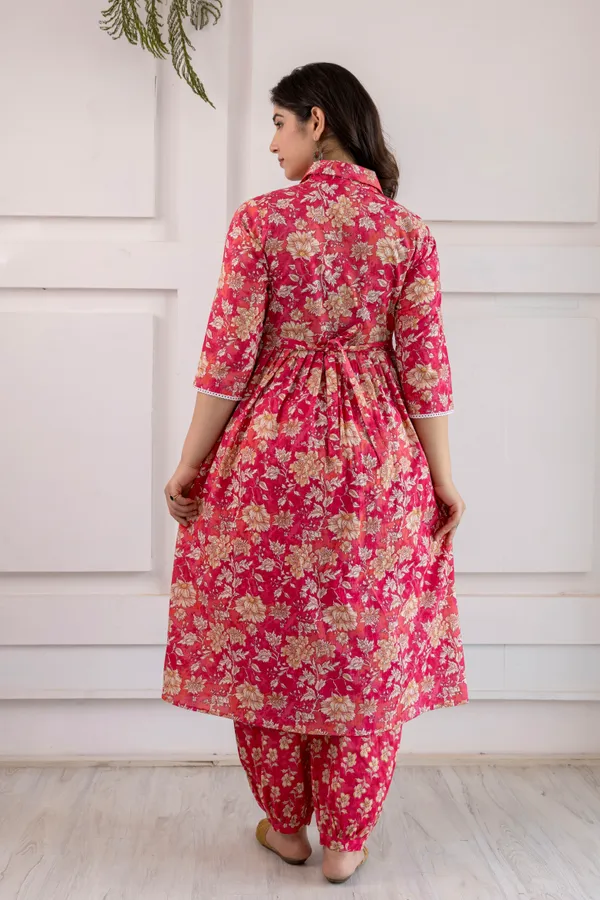 Pink_Floral_Printed_Gathered_Maternity_kurta_set