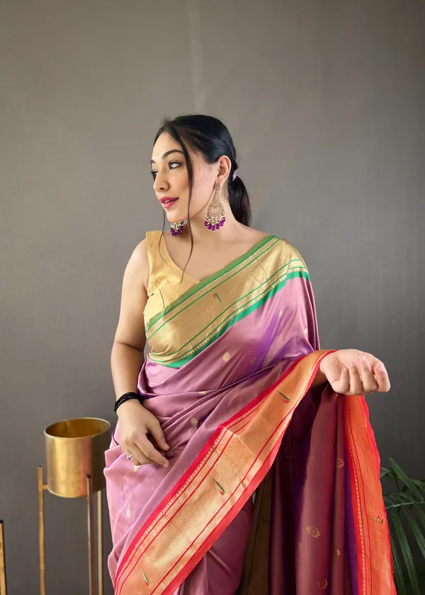 Pink_Paithani_Silk_Woven_Saree