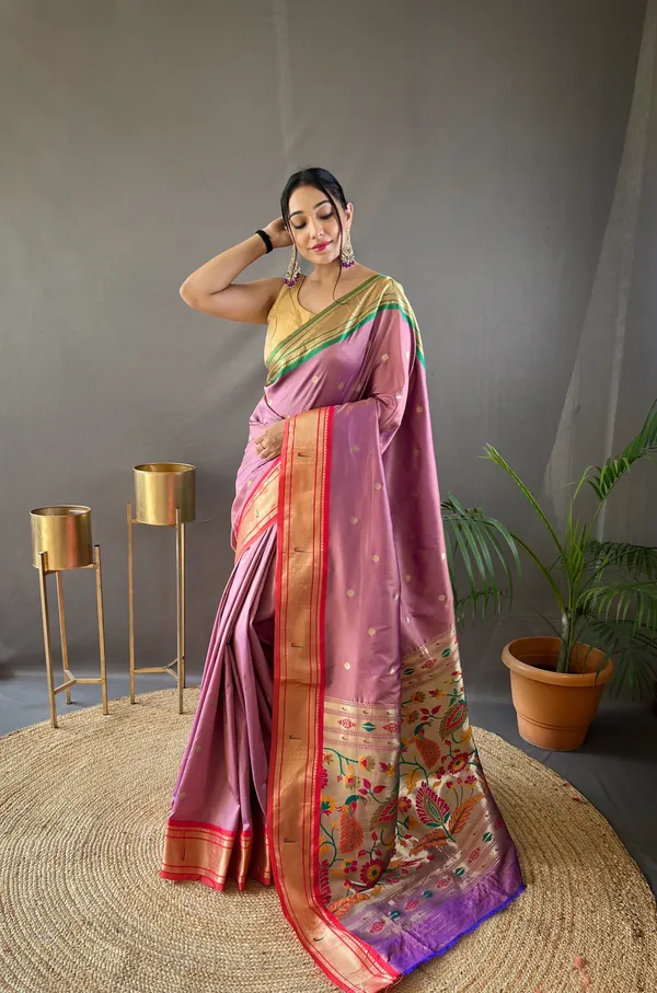 Pink_Paithani_Silk_Woven_Saree