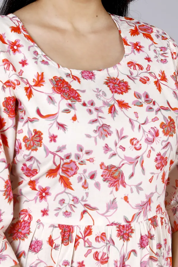 White_&_Pink_Cotton_Blend_Kurta_For_Women