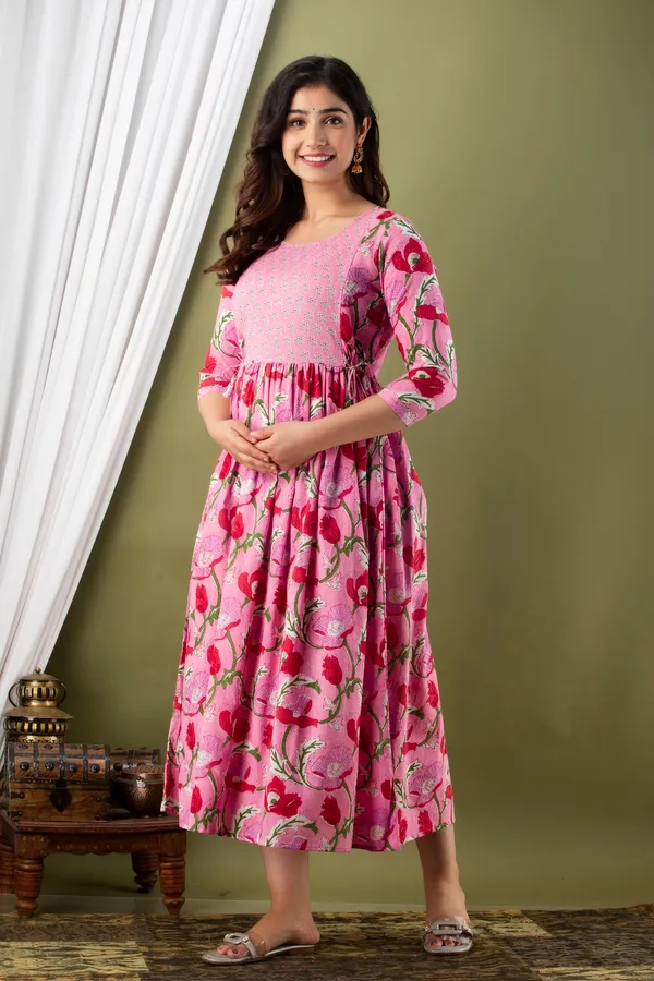 Sanganeri_Pink_Maternity_And_Feeding_Gown