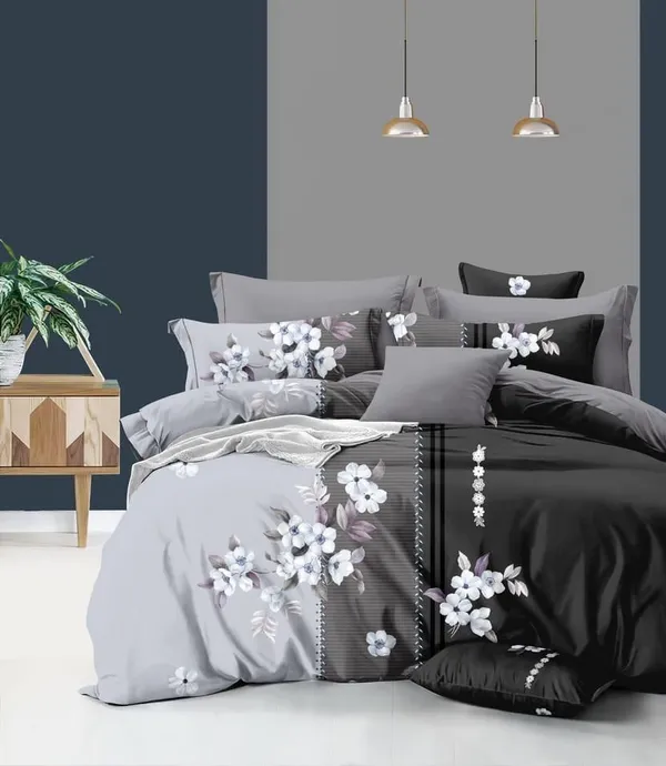 BLACK_AND_GREY_Premium_Fitted_Bedsheet_with_2_Pillow_Covers_(72X78X_Up_to_10_Inches)_&_360_Degree_Elasticated