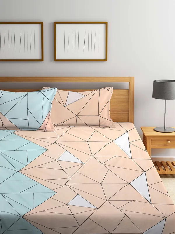 KLOTTHE_ZIGZAG_Premium_Fitted_Elastic_Bedsheet_with_Two_Pillow_Covers_(72X78X_Up_to_10_Inches)_&_360_Degree_Elasticated