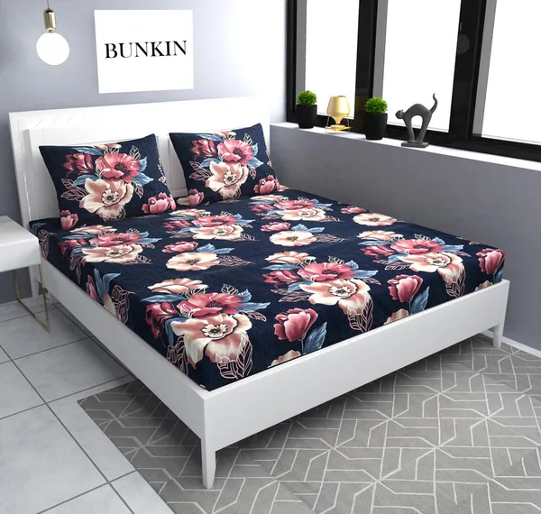 BLACK_GOLDEN_Premium_Fitted_Elastic_Bedsheet_with_Two_Pillow_Covers_(72X78X_Up_to_10_Inches)_&_360_Degree_Elasticated