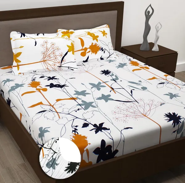 STORY_HOME_Premium_Fitted_Elastic_Bedsheet_with_Two_Pillow_Covers_(72X78X_Upto_10_Inches)_&_360_Degree_Elasticated