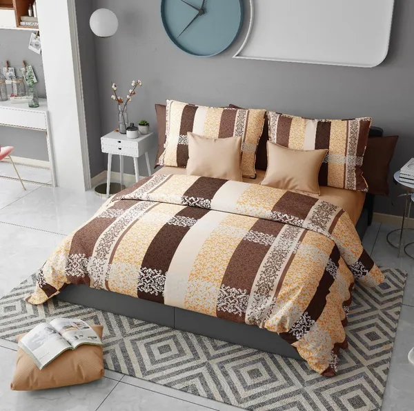 CREAM_AND_BROWN_Premium_Fitted_Elastic_Bedsheet_with_Two_Pillow_Covers_(72X78X_Up_to_10_Inches)_&_360_Degree_Elasticated