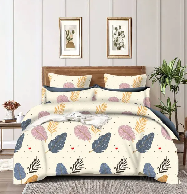 CREAM_FEATHER_Premium_Fitted_Elastic_Bedsheet_with_Two_Pillow_Covers_(72X78X_Up_to_10_Inches)_&_360_Degree_Elasticated