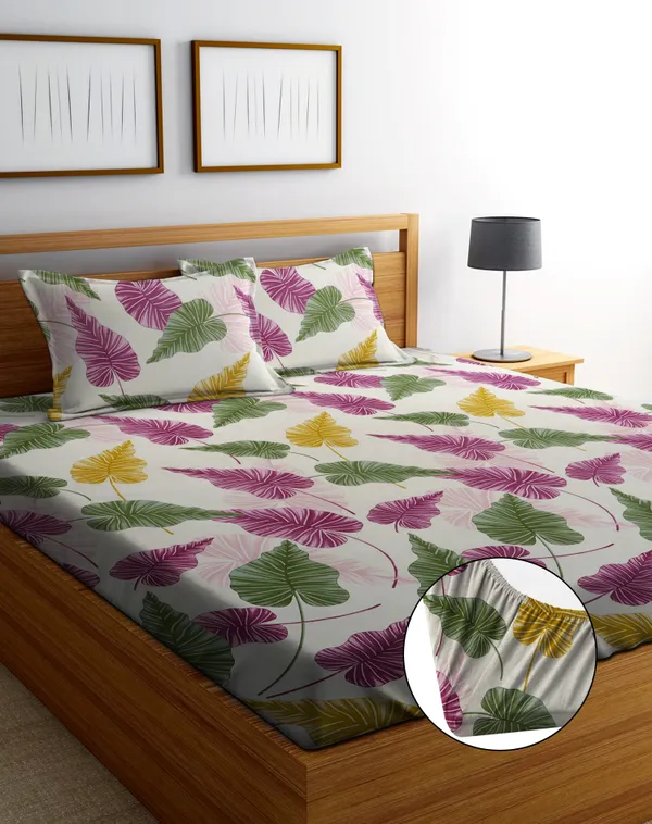 ATTRACTIVE_Premium_Fitted_Elastic_Bedsheet_with_Two_Pillow_Covers_(72X78X_Upto_10_Inches)_&_360_Degree_Elasticated