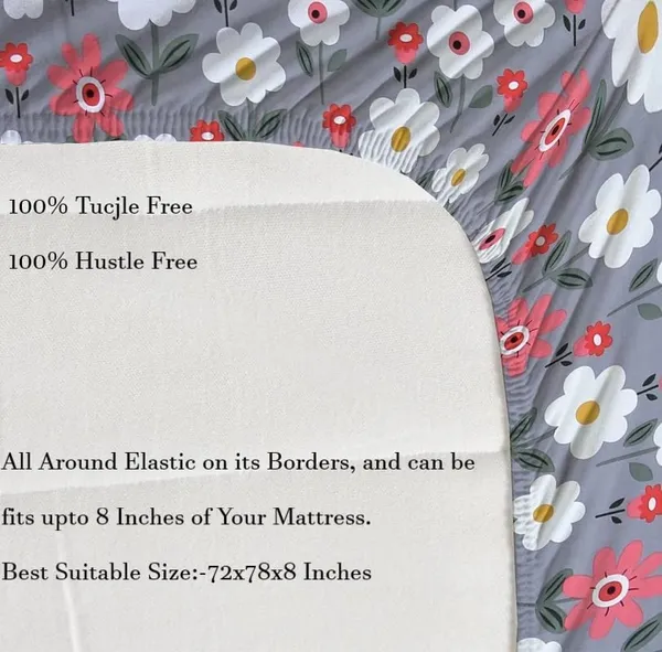 GREY_FLOWER_220_TC_Fitted_Elastic_Bedsheet_with_Two_Pillow_Covers_(72X78X_Up_to_10_Inches)_&_360_Degree_Elasticated