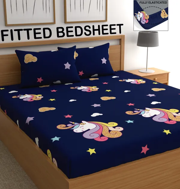KIDS_CARTOON_Premium_Fitted_KIDS_Bedsheet_with_2_Pillow_Covers_(72X78X_Up_to_10_Inches)_&_360_Degree_Elasticated