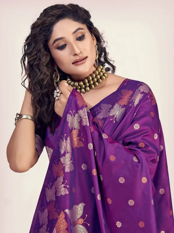 Purple_Soft_Banarasi_Silk_Saree_With_Blouse_Piece_For_Women