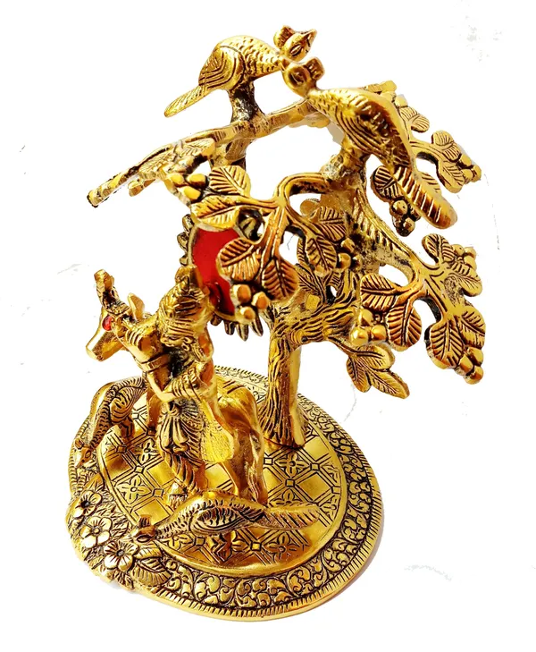Tree_Cow_Krishna_God_Idols_Ggold_Oxidized_Finish_For_Home_Decor_Exclusive_Gift_For_Diwali