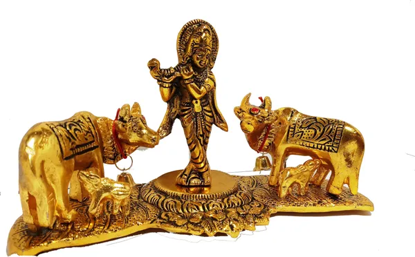 Prince_Cow_Pair_With_Krishna_Standing_Home_DCor_And_Gifts_Decorative_Showpiece_-_11_Cm_(Polyresin