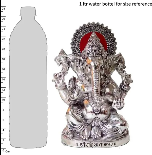 White_Metal_Silver_Plated_Ganesh_Showpiece_Idol_For_Home_DCor_And_Gift_Purpose_Decorative_Showpiece_-_25_Cm_(Brass