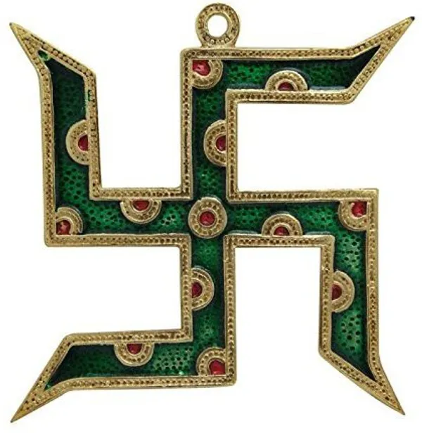 Gifts_Wall_Hanging_Swastika_Set_Gold_Plated_With_Green_Meena_Work_For_Home_Decor_Exclusive_Gifts_Of_Corporate_Gift