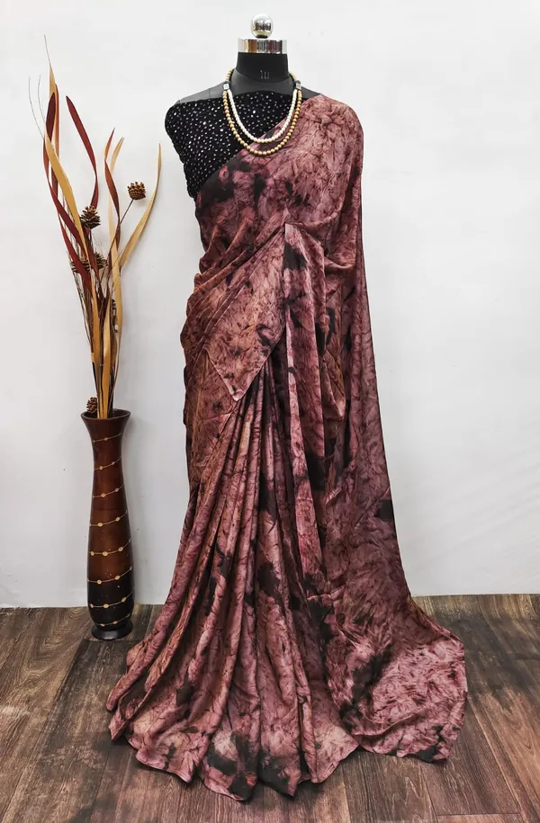 Printed_Brown_Summer_Chiffon_Prizam_Saree