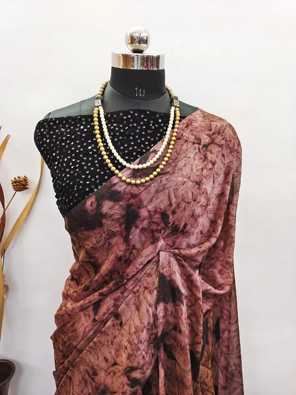 Printed_Brown_Summer_Chiffon_Prizam_Saree