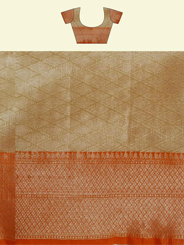 Beige_Cotton_Blend_Banarasi_Sarees_For_Women