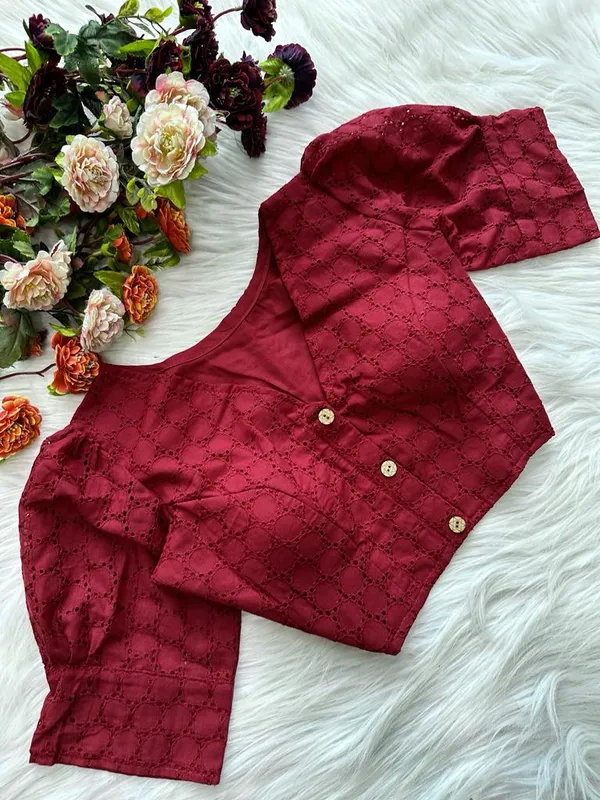 Maroon_Pure_Cotton_Hakoba_Blouse