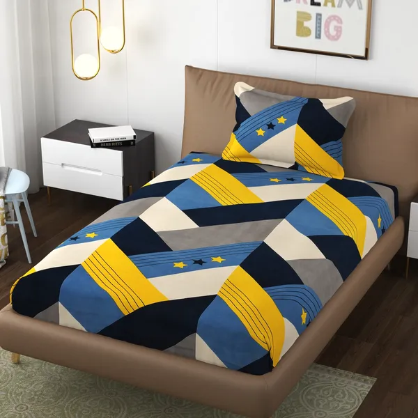 Pure_Glace_Cotton_Queen_Size_Elastic_Single_Fitted_Bed_Sheet_With_1_Pillow_Cover