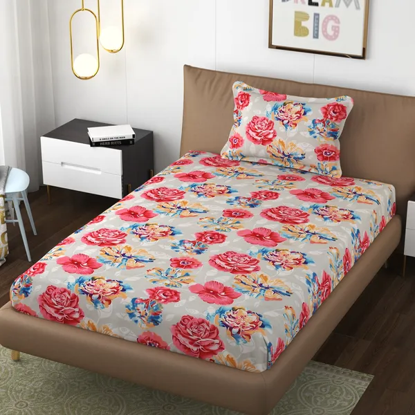Pure_Glace_Cotton_Queen_Size_Elastic_Single_Fitted_Bed_Sheet_With_1_Pillow_Cover