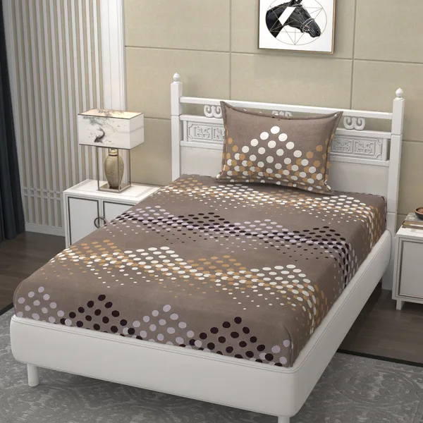 Pure_Glace_Cotton_Queen_Size_Elastic_Single_Fitted_Bed_Sheet_With_1_Pillow_Cover