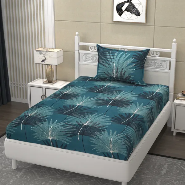 Pure_Glace_Cotton_Queen_Size_Elastic_Single_Fitted_Bed_Sheet_With_1_Pillow_Cover