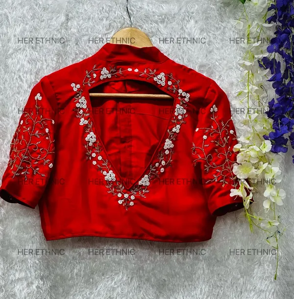 Red_Pure_Silk_With_Heavy_Pure_Hand_Work_Blouse