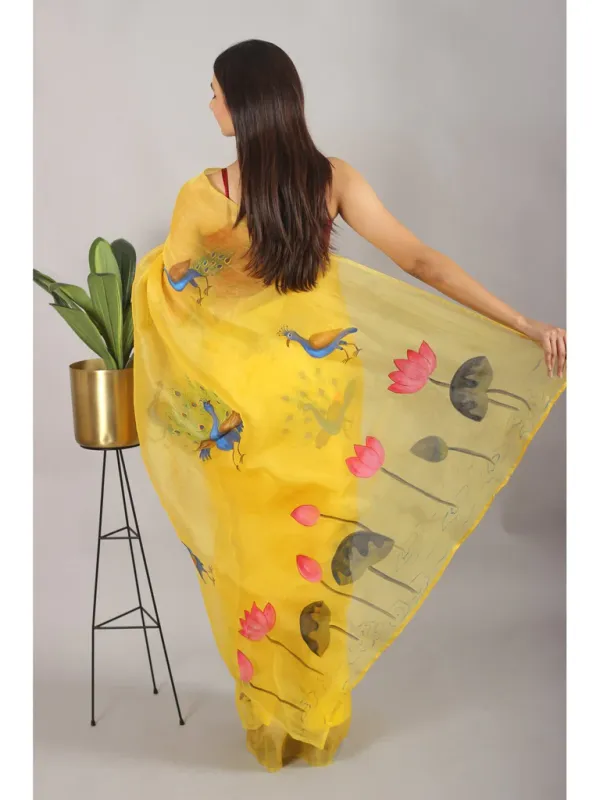Pure_Soft_Organza_Silk_Floral_Printed_Saree_With_Unstitched_Blouse