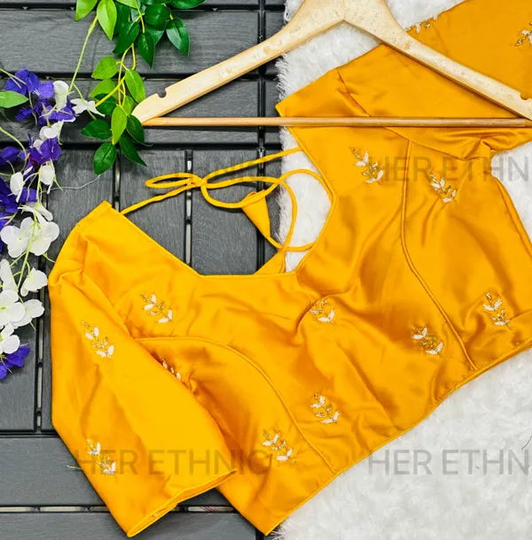 Yellow_Pure_Silk_With_Heavy_Pure_Hand_Work_Blouse