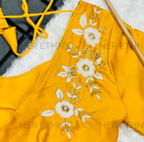 Yellow_Pure_Silk_With_Heavy_Pure_Hand_Work_Blouse