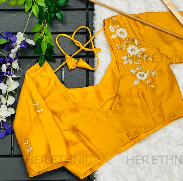 Yellow_Pure_Silk_With_Heavy_Pure_Hand_Work_Blouse